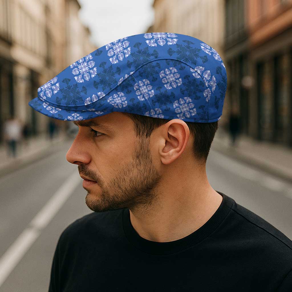 Royal Blue Hawaiian Quilt Jeff Hat Hawaii Pineapple Monstera Palaka Motifs - Polynesian Pride