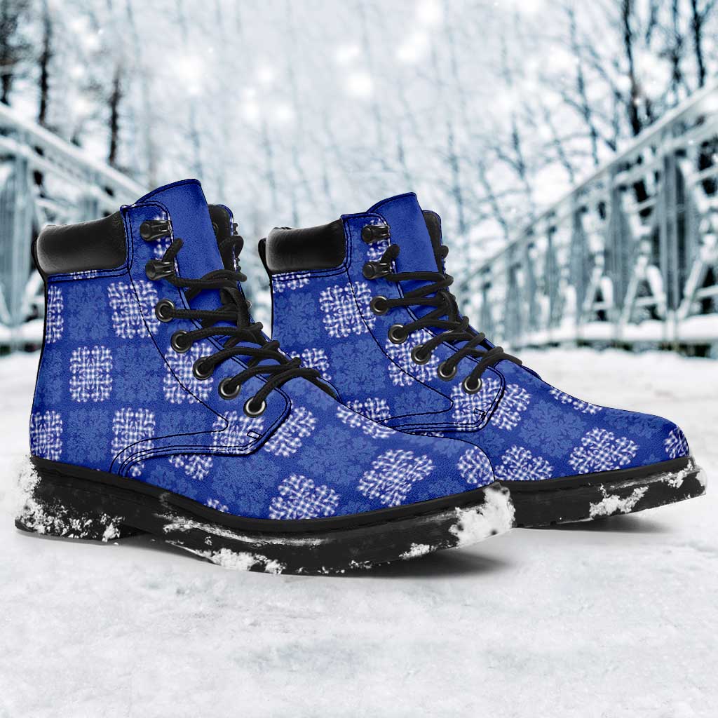 Royal Blue Palaka Quilt Hawaii All Season Boots Traditional Hawaii-plaid Pattern - Polynesian Pride