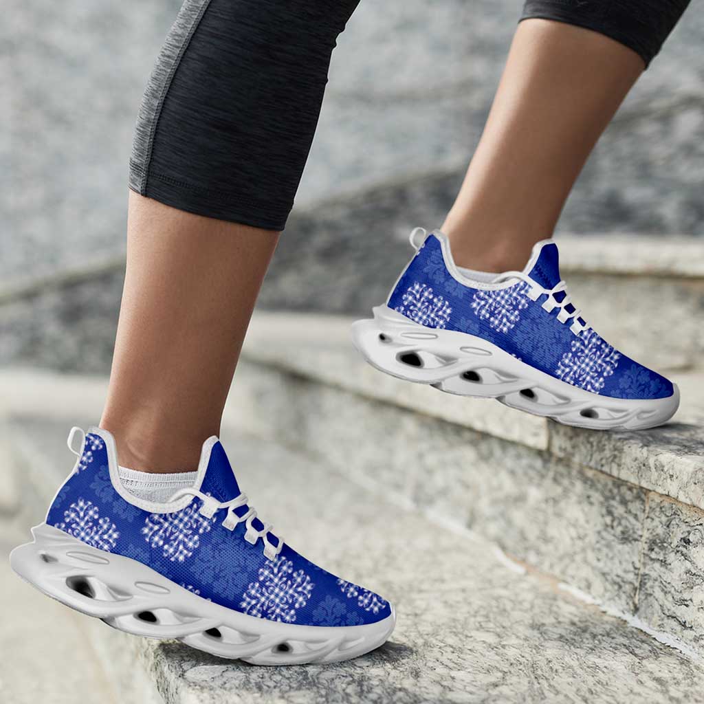 Royal Blue Palaka Quilt Hawaii Clunky Sneakers Traditional Hawaii-plaid Pattern - Polynesian Pride