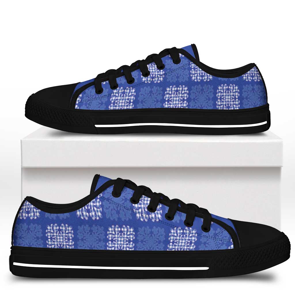 Royal Blue Palaka Quilt Hawaii Low Top Shoes Traditional Hawaii-plaid Pattern - Polynesian Pride