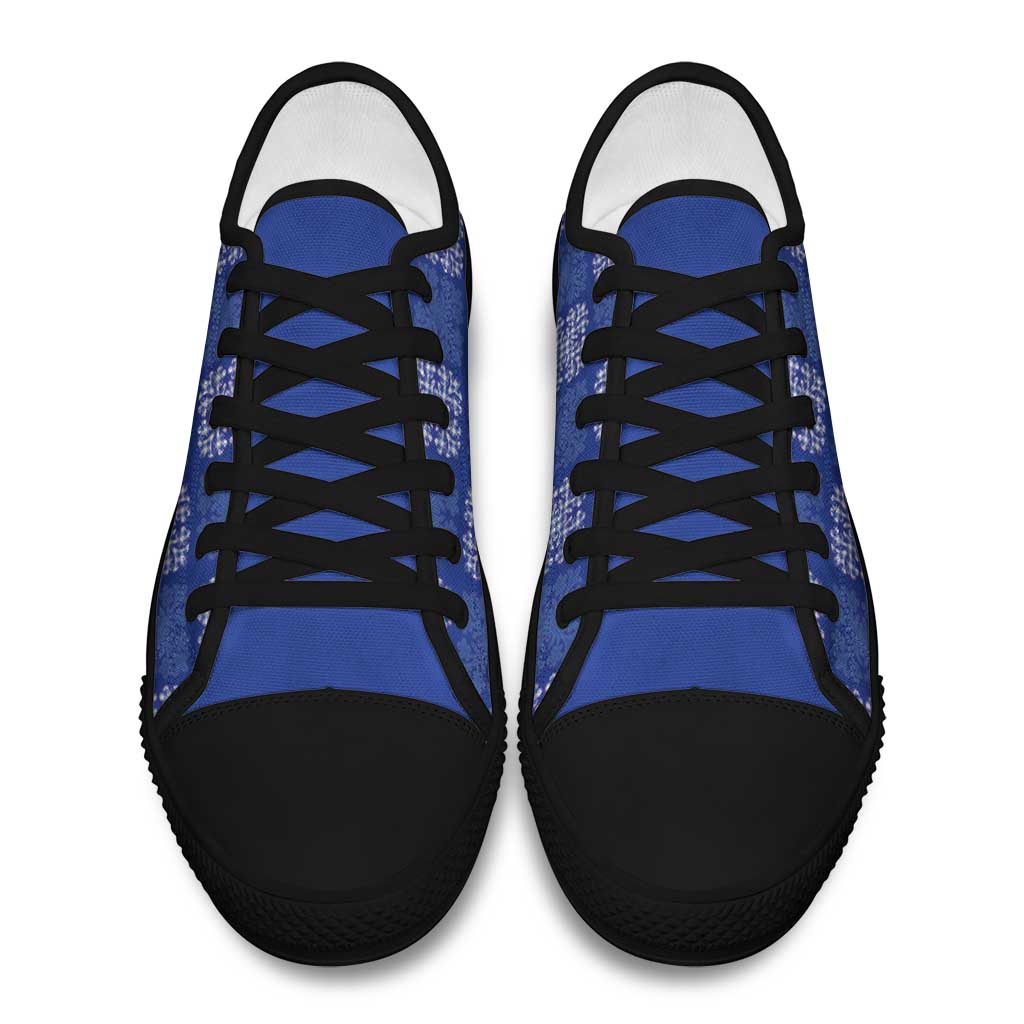 Royal Blue Palaka Quilt Hawaii Low Top Shoes Traditional Hawaii-plaid Pattern - Polynesian Pride