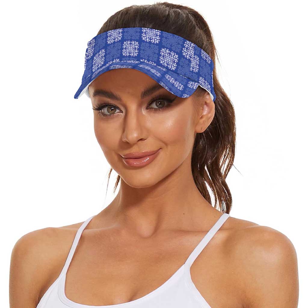Royal Blue Palaka Quilt Hawaii Sun Visor Cap Traditional Hawaii-plaid Pattern