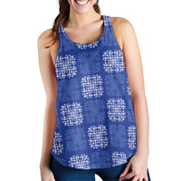 Royal Blue Palaka Quilt Hawaii Women Racerback Tank Traditional Hawaii-plaid Pattern - Polynesian Pride