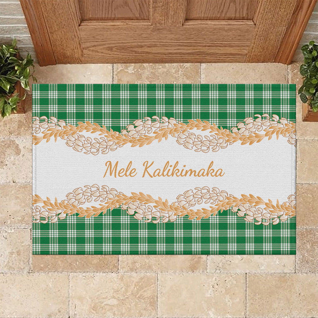 Custom Hawaii Palaka Rubber Doormat Puakenikeni Lei Traditional Hawaii-plaid CTM14
