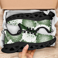 Sage Green Aloha Hawaii Clunky Sneakers Monstera Hibiscus Plumeria Seamless Vibes - Polynesian Pride