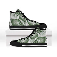 Sage Green Aloha Hawaii High Top Shoes Monstera Hibiscus Plumeria Seamless Vibes - Polynesian Pride