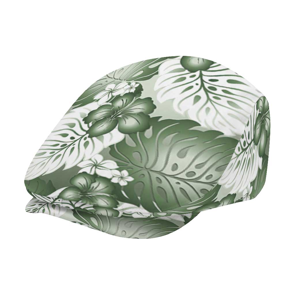 Sage Green Aloha Hawaii Jeff Hat Monstera Hibiscus Plumeria Seamless Vibes - Polynesian Pride