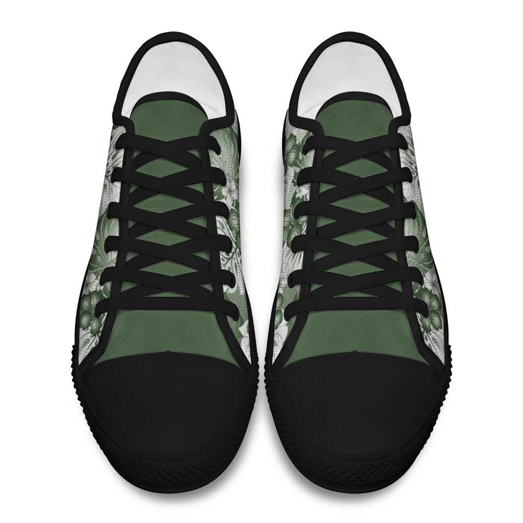 Sage Green Aloha Hawaii Low Top Shoes Monstera Hibiscus Plumeria Seamless Vibes - Polynesian Pride