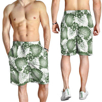 Sage Green Aloha Hawaii Shorts for Men Monstera Hibiscus Plumeria Seamless Vibes - Polynesian Pride