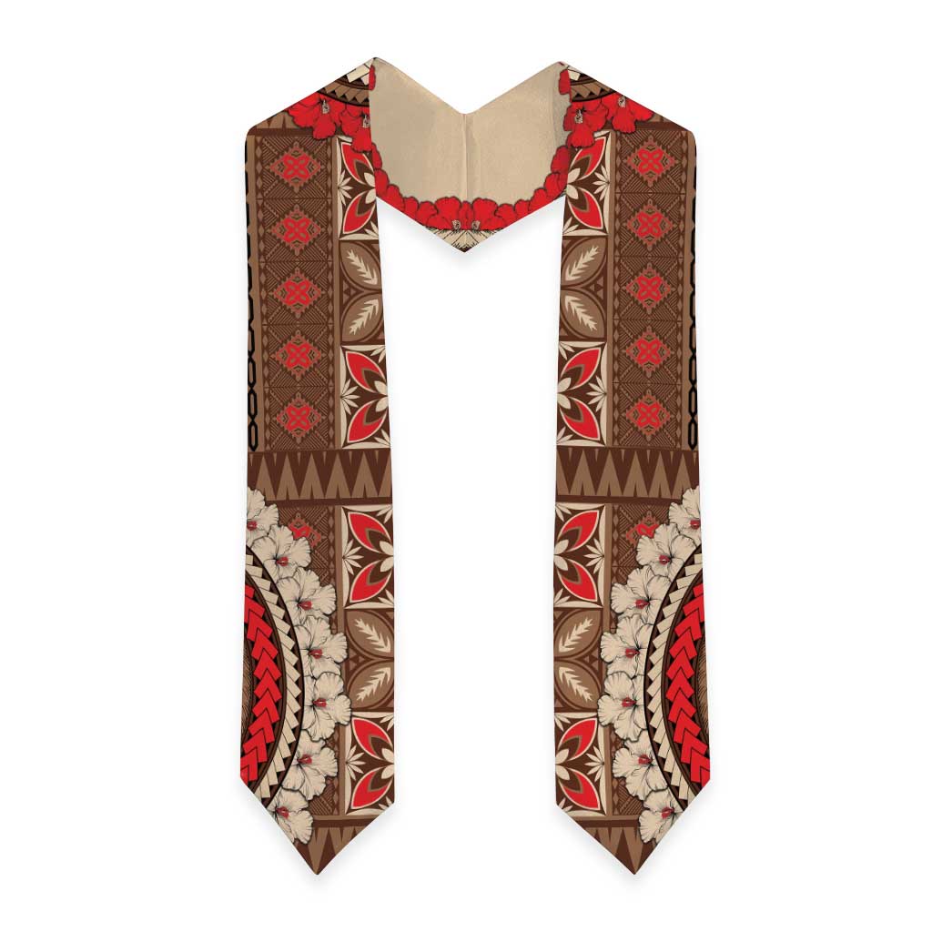 Samoa Language Week Graduation Stole Samoan Motif With Red Hibiscus