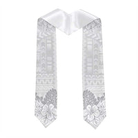 Samoa Lotu Tamaiti Graduation Stole White Sunday Polynesian Pattern With Tropical Flowers