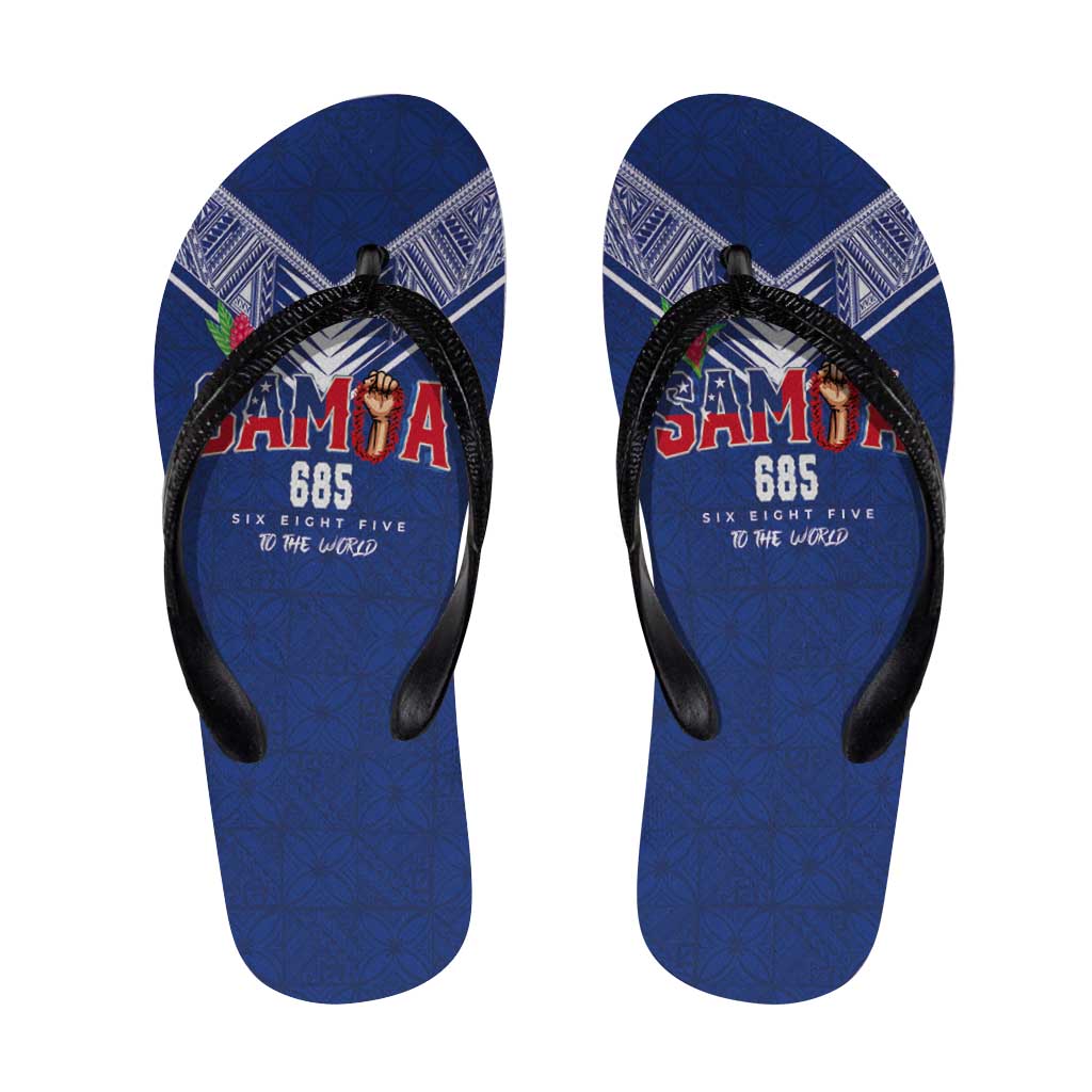 Samoa Rugby Flip Flops Six Eight Five to The World - Pacific Motif