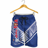 Samoa Rugby Shorts for Men Six Eight Five to The World - Pacific Motif