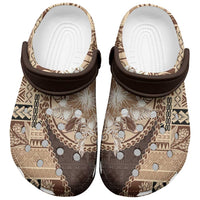 Samoa Siapo Elegant Clogs Shoes Hibiscus Chocolate Brown Motifs - Polynesian Pride