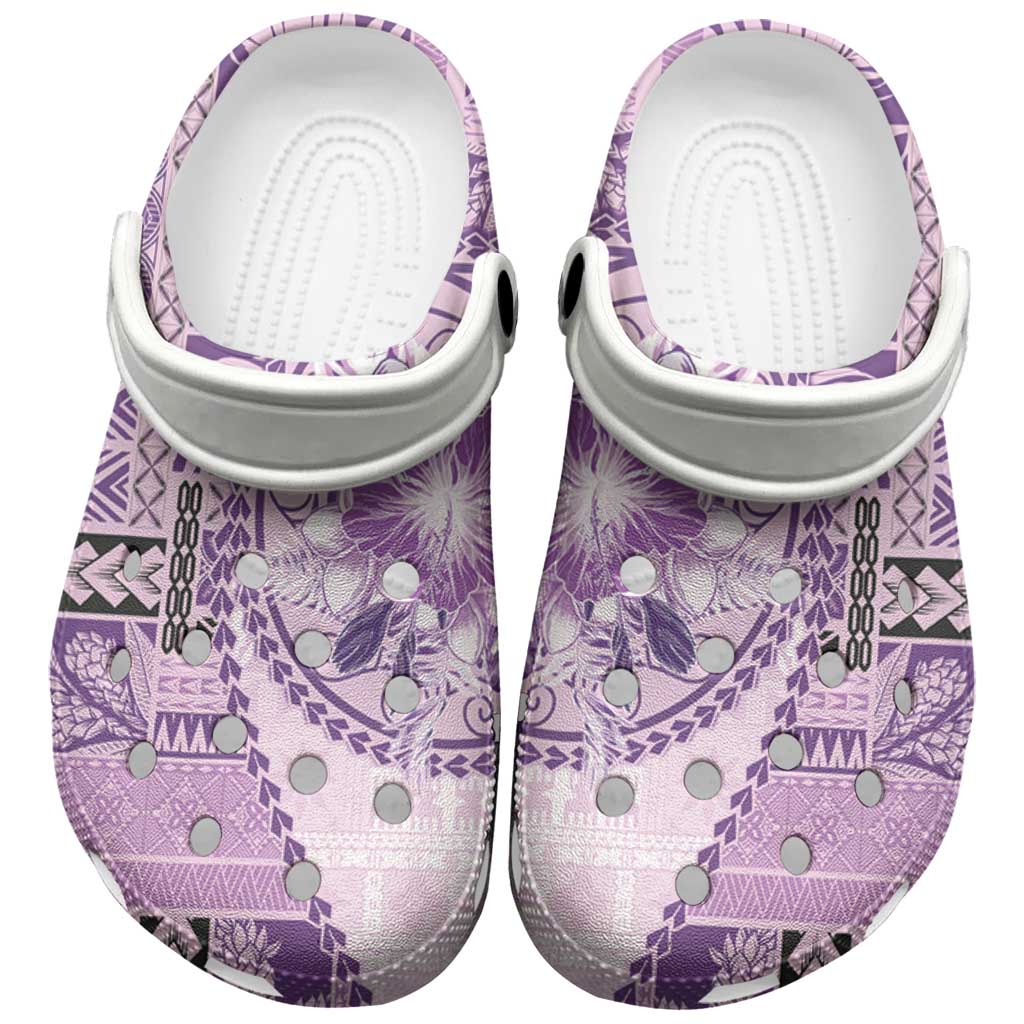 Samoa Siapo Elegant Clogs Shoes Hibiscus Violet Motifs - Polynesian Pride
