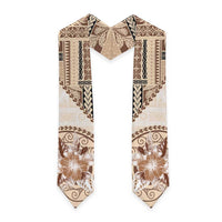 Samoa Siapo Elegant Graduation Stole Hibiscus Beige Motifs