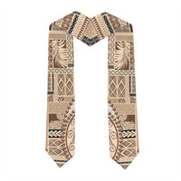 Samoa Siapo Elegant Graduation Stole Hibiscus Beige Motifs