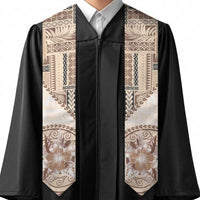 Samoa Siapo Elegant Graduation Stole Hibiscus Beige Motifs