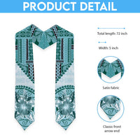 Samoa Siapo Elegant Graduation Stole Hibiscus Teal Motifs