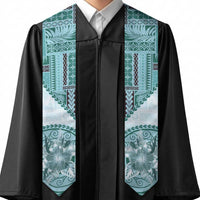 Samoa Siapo Elegant Graduation Stole Hibiscus Teal Motifs