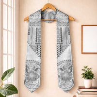 Samoa Siapo Elegant Graduation Stole Hibiscus White Motifs