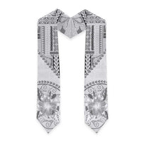 Samoa Siapo Elegant Graduation Stole Hibiscus White Motifs