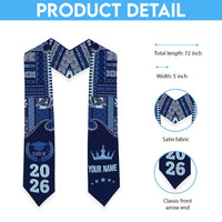 Samoa Siapo Mamanu Custom Graduation Stole Blue Waves Motifs