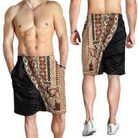 Samoa Siapo Motif Half Style Shorts for Men Brown Version - Polynesian Pride