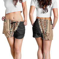 Samoa Siapo Motif Half Style Shorts for Women Brown Version - Polynesian Pride