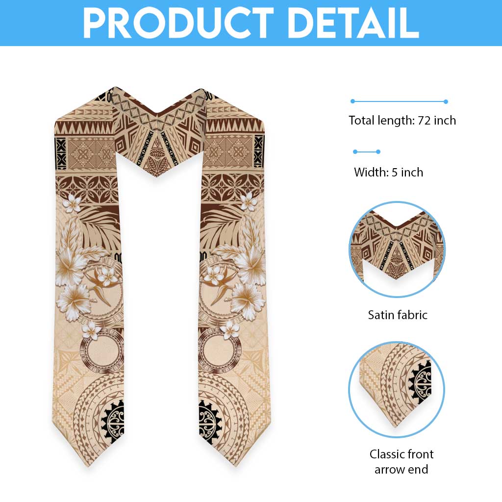Samoa Siapo Pattern With Beige Hibiscus Graduation Stole