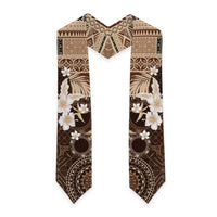 Samoa Siapo Pattern With Brown Hibiscus Graduation Stole