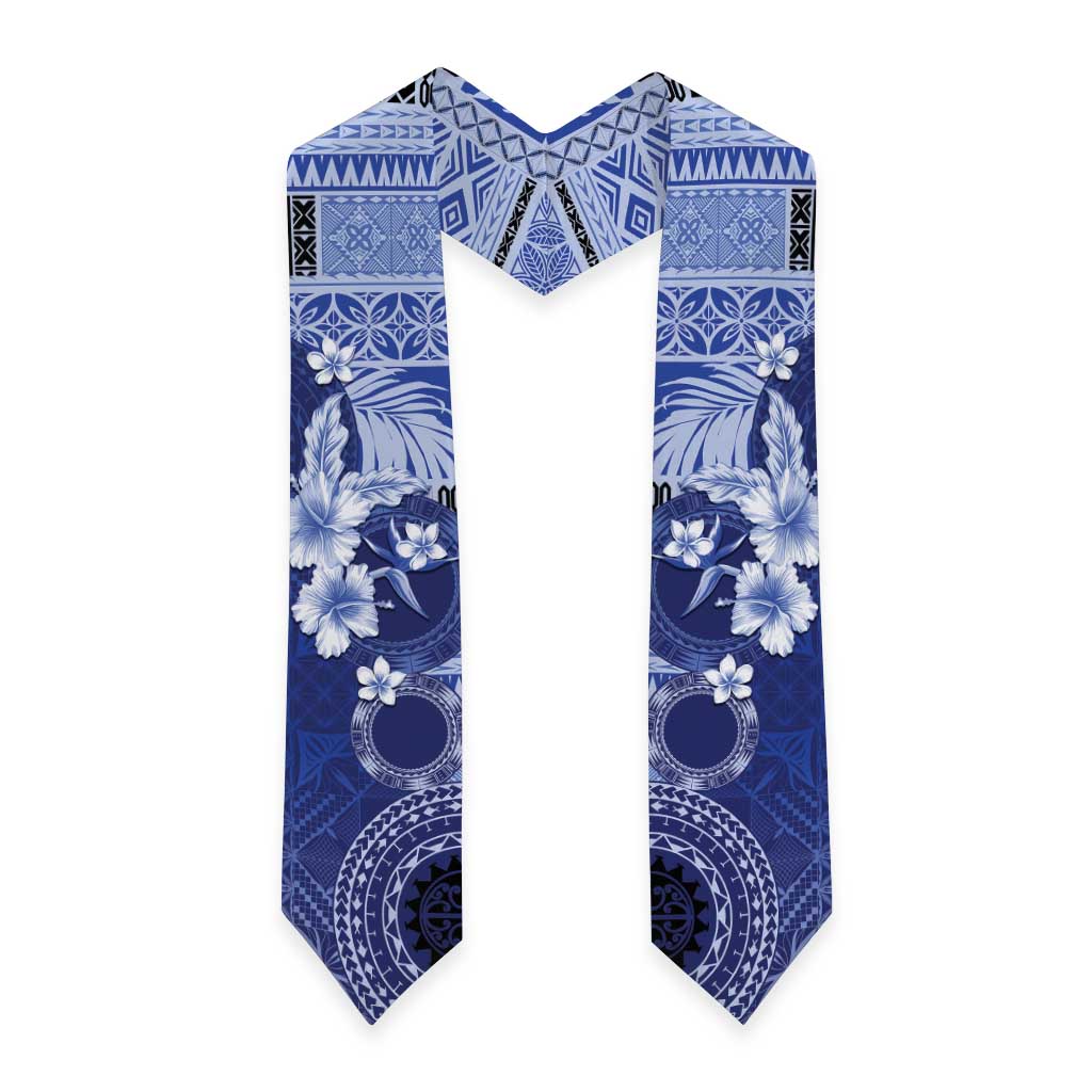 Samoa Siapo Pattern With Navy Hibiscus Graduation Stole