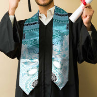 Samoa Siapo Pattern With Teal Hibiscus Graduation Stole