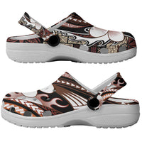 Samoa Siapo Tribal Pattern Clogs Shoes Brown Polynesian Plumeria Tapa Motif