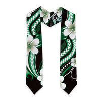 Samoa Siapo Tribal Pattern Graduation Stole Forest Green Polynesian Plumeria Tapa Motif