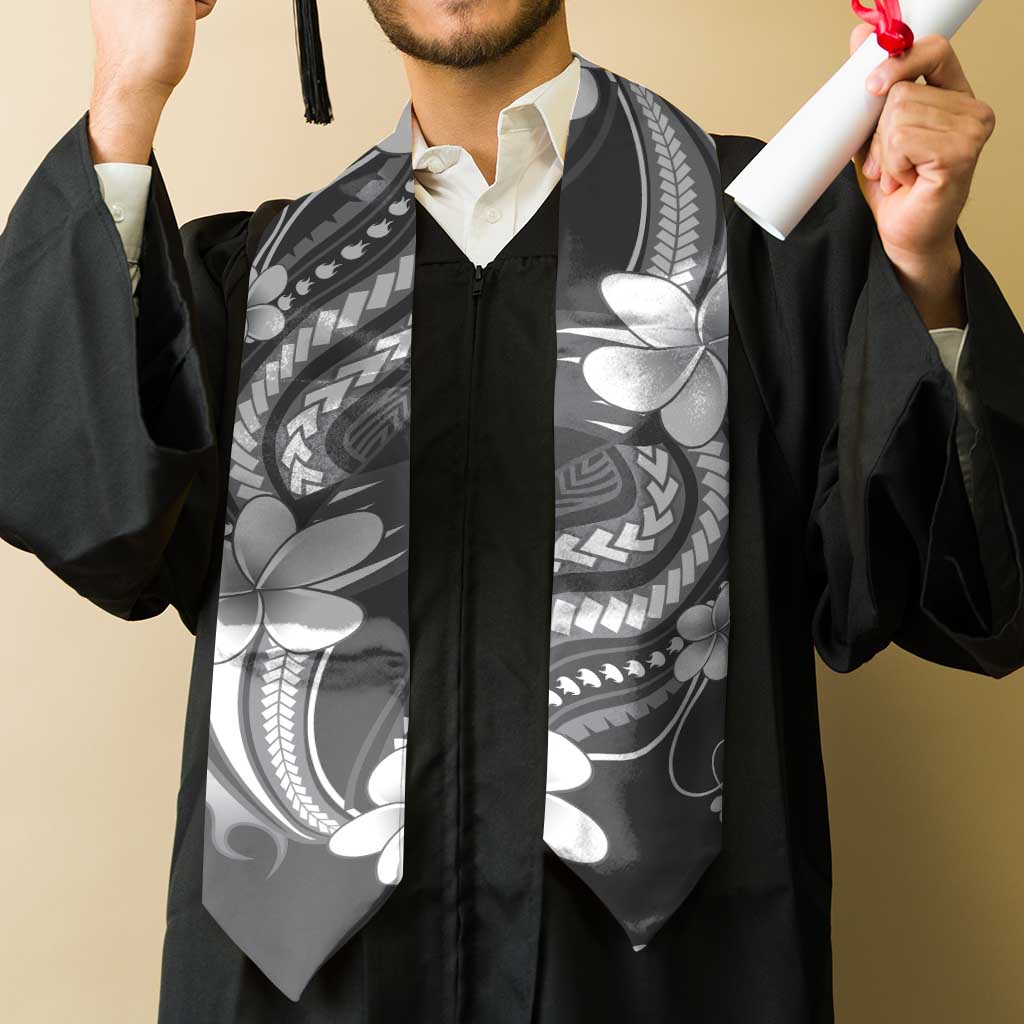 Samoa Siapo Tribal Pattern Graduation Stole Light Gray Polynesian Plumeria Tapa Motif LT9
