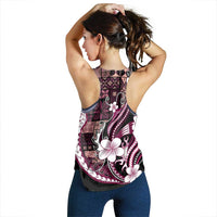 Samoa Siapo Tribal Pattern Women Racerback Tank Violet Polynesian Plumeria Tapa Motif
