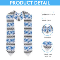 Samoa White Sunday Graduation Stole Samoan Tapa Blue Hibiscus