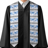 Samoa White Sunday Graduation Stole Samoan Tapa Blue Hibiscus