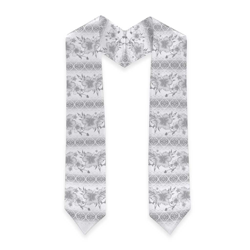 Samoa White Sunday Graduation Stole Samoan Tapa White Hibiscus
