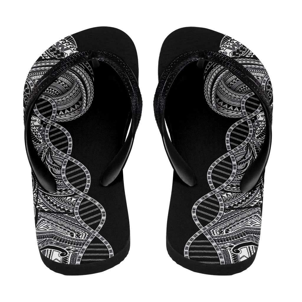 Samoan DNA Art Tattoo Flip Flops Polynesian Pattern Black Color