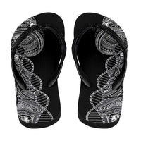 Samoan DNA Art Tattoo Flip Flops Polynesian Pattern Black Color