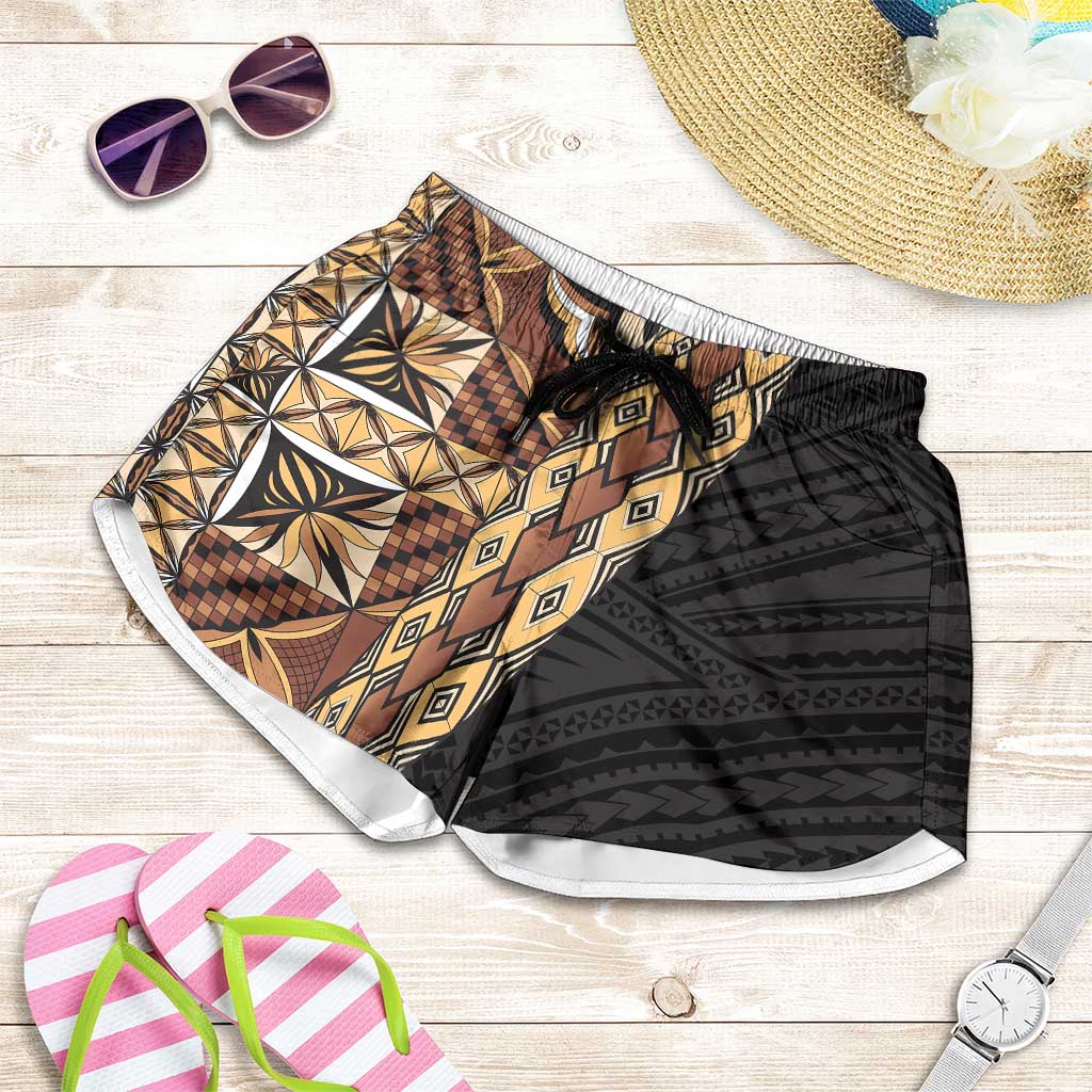 Samoan Siapo Shorts for Women Tatau Pattern Half Style Retro Mode - Polynesian Pride