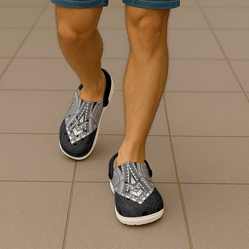 Samoan Traditional Art Tattoos Clogs Shoes Tatau Roman Reigns Black Color - Polynesian Pride