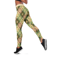 Seamless Pattern Puakenikeni and Kalo Leggings - Polynesian Pride
