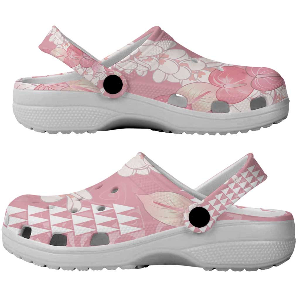 Soft Pink Hawaii Anthurium Plumeria Lei Clogs Shoes