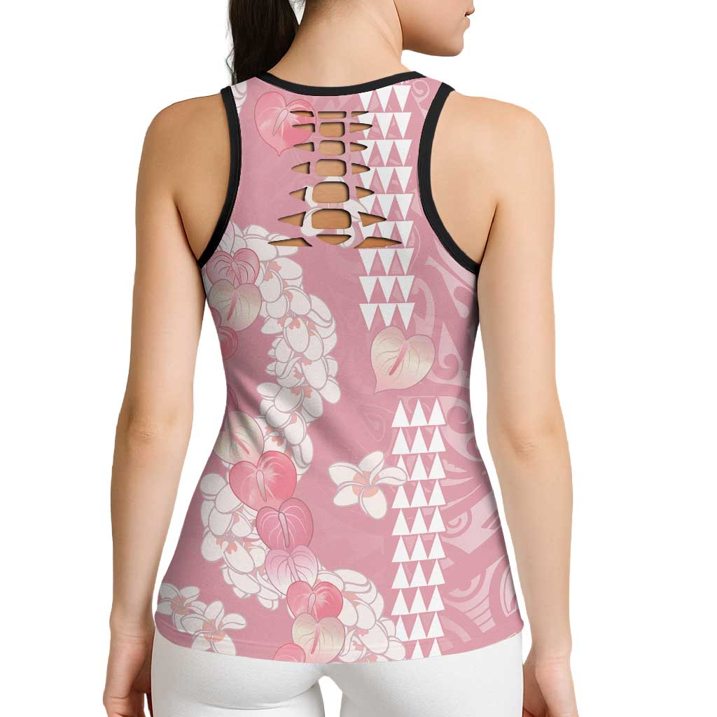 Soft Pink Hawaii Anthurium Plumeria Lei Hollow Tank Top