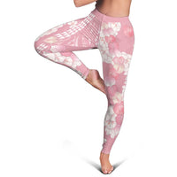 Soft Pink Hawaii Anthurium Plumeria Lei Leggings