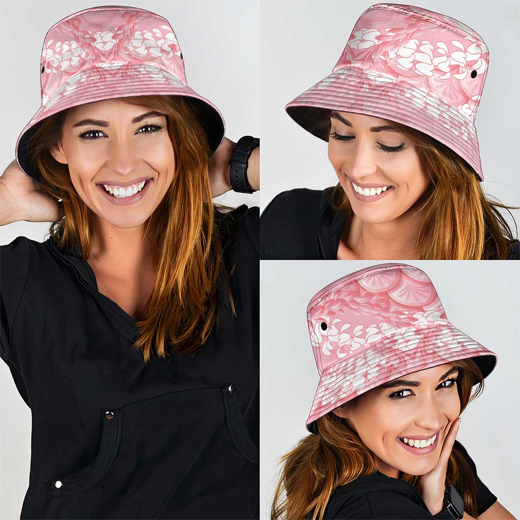 Soft Pink Mermaid Puakenikeni Maile Lei Bucket Hat
