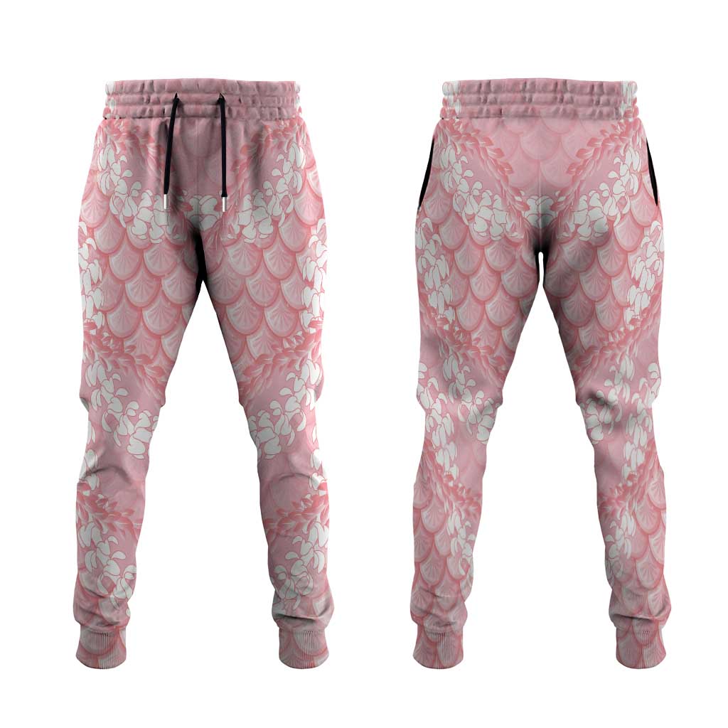 Soft Pink Mermaid Puakenikeni Maile Lei Jogger Pants